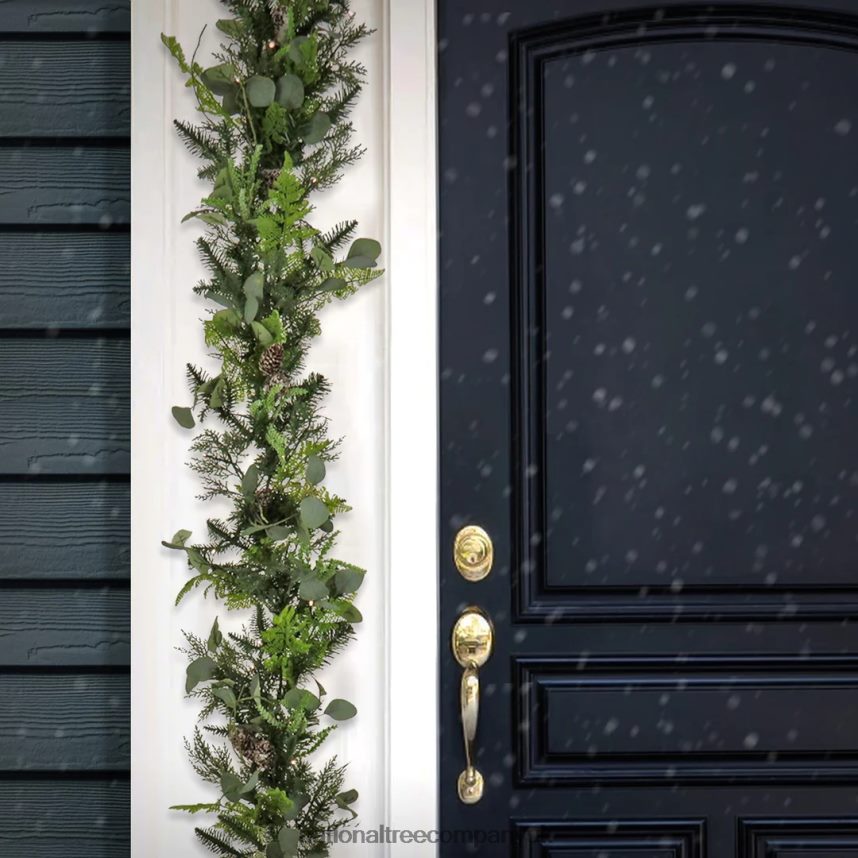 Greenery | National Tree Company 9 ft HGTV Home Collection Pre-Lit Winter Garden Garland F2L4F415